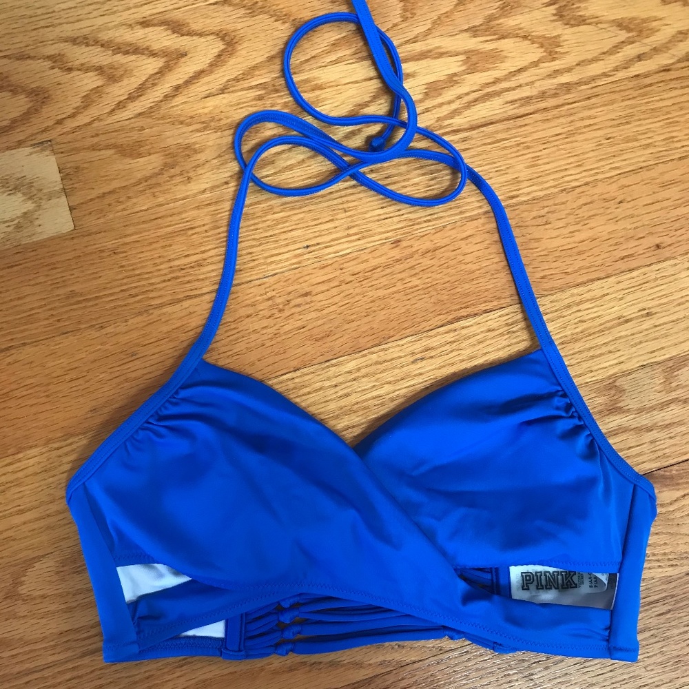 PINK Blue Wrap Bikini Top